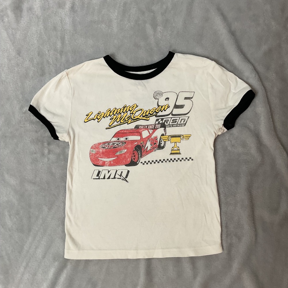 Disney Pixar Cars Lightning McQueen Ringer Tee Cream Black Size S CA0055AJRRSP60